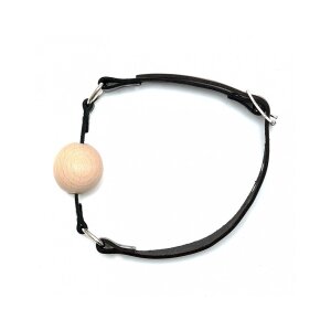 Rimba Ball Gag mit Holzkugel Schwarz Ø 4 cm