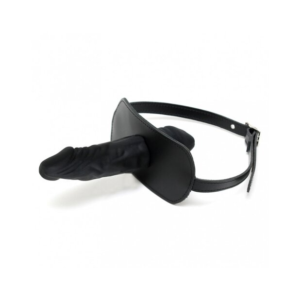 Rimba Knebel mit Dildo auf Innen- und Außenseite Schwarz Ø 4 cm