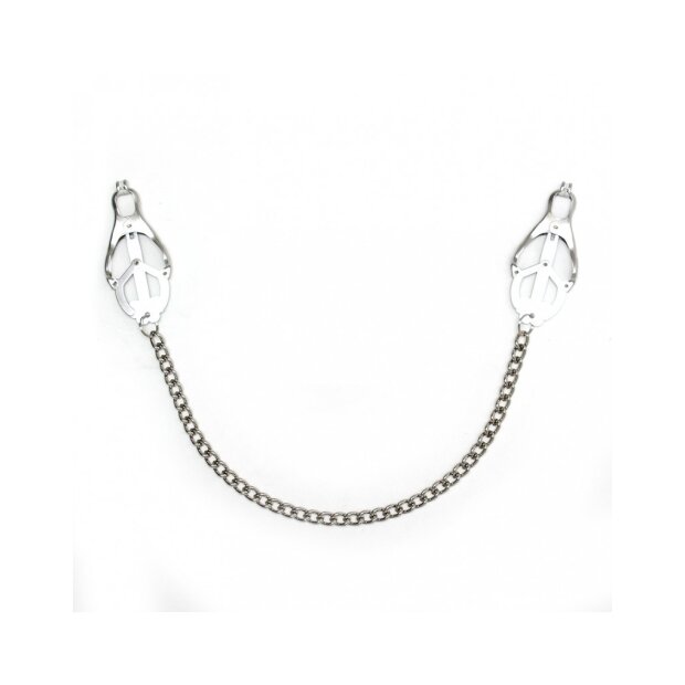 Rimba Verstellbare Nippelklemmen mit Kette Silber 2 Stück