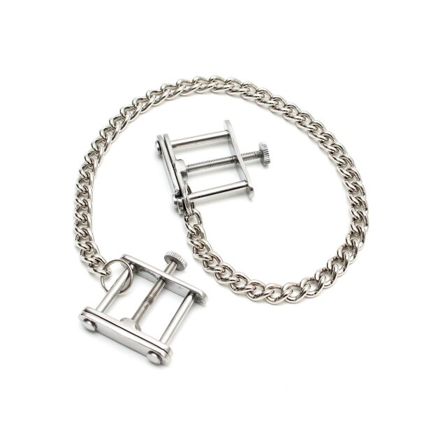 Rimba Verstellbare Nippelklemmen mit Kette Silber 2 Stück