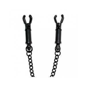 Rimba Nipple Clamps with Chain Black 2 Pieces
