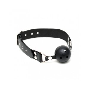 Rimba Ball Gag mit Lederriemen Schwarz Ø 4,4 cm