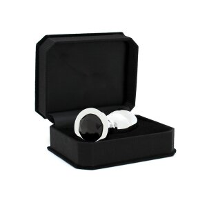 Rimba Analplug mit Kristall Silber Schwarz Ø 4 cm