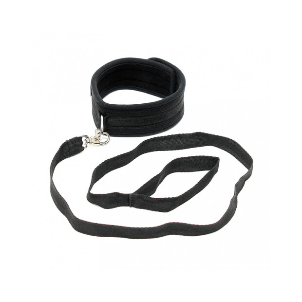Rimba Weiches Halsband mit Leine Schwarz