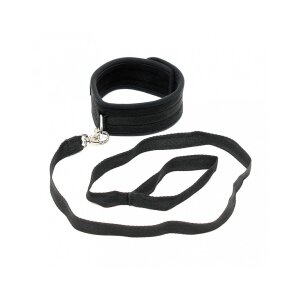 Rimba Weiches Halsband mit Leine Schwarz