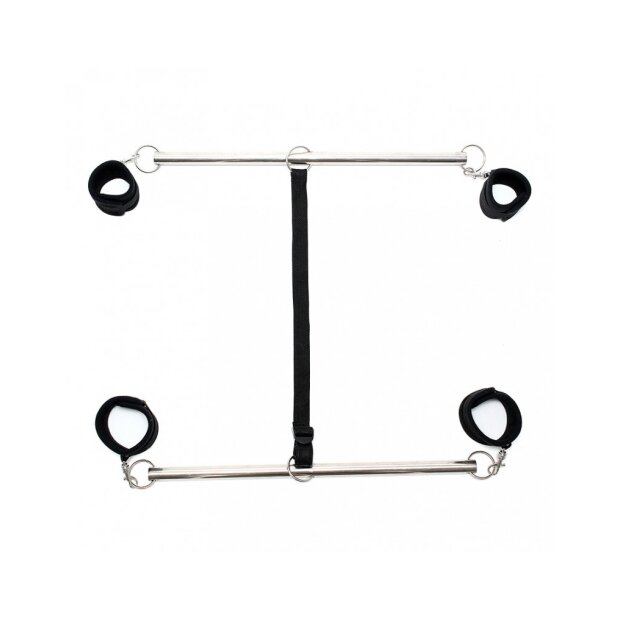 Rimba Spreader Bar with Soft Cuffs Black Silver 50 cm