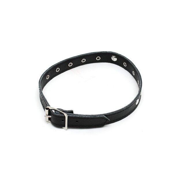 Rimba Halsband mit Ring und Nieten Schwarz 32-44 cm