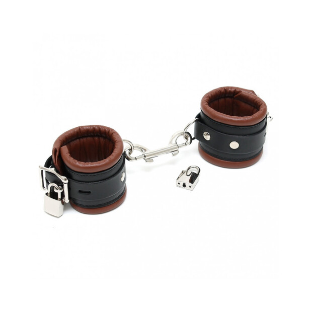 Rimba Padded Ankle Cuffs with Locks Black Brown