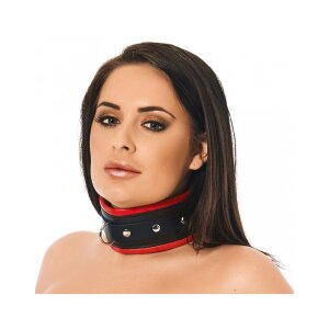 Rimba Gepolstertes Halsband mit D-Ring Schwarz Rot M/L