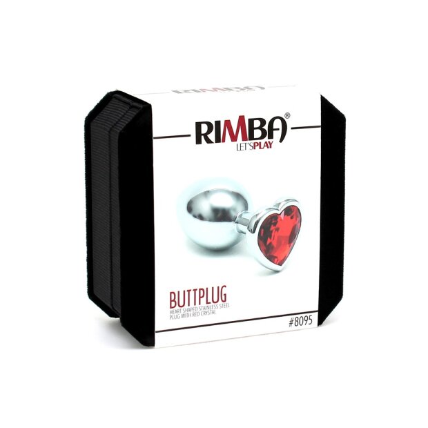 Rimba Analplug mit herzförmiger Basis Silber Rot Ø 3 cm