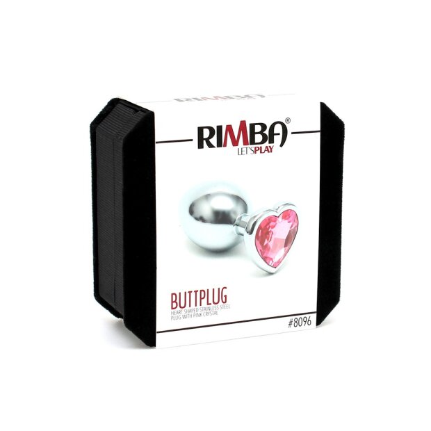 Rimba Analplug mit herzförmiger Basis Silber Rosa Ø 3 cm