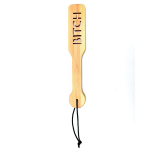 Rimba Paddle aus Holz mit Beschriftung Bitch Braun 32 cm