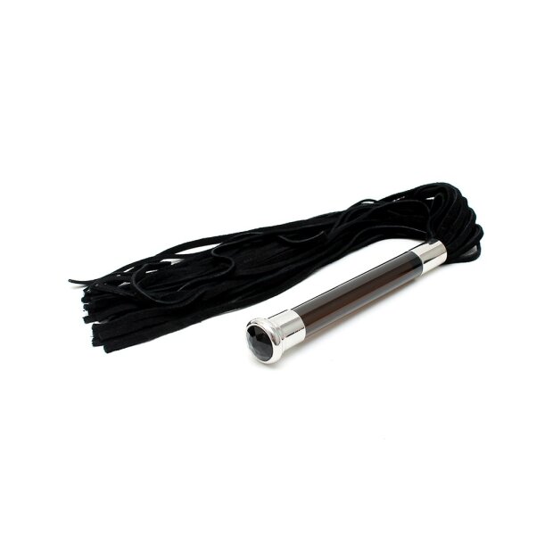 Rimba Suede Flogger with glass handle and crystal 58 cm
