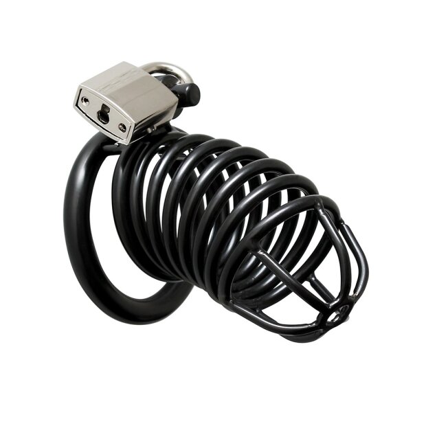 Rimba Keuschheitskäfig aus Metall mit Schloss Schwarz Ø 4,5 cm - 5 cm