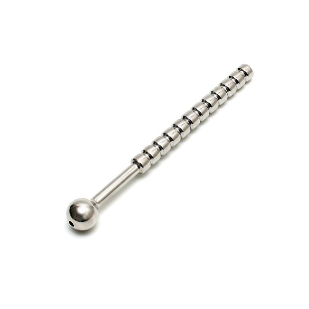 Rimba Plug pénien creux à design nervuré Argent Ø 1 cm