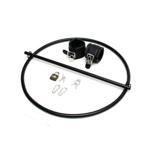 Rimba Restraint Ring with leather cuffs and padlock