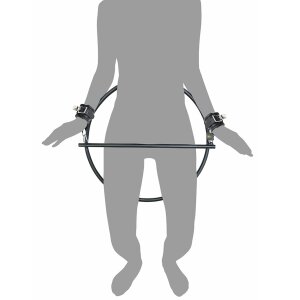 Rimba Restraint Ring with leather cuffs and padlock
