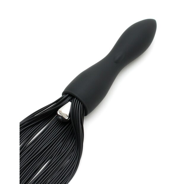 Rimba Latex Play - Whip with Vibrating Dildo - Black