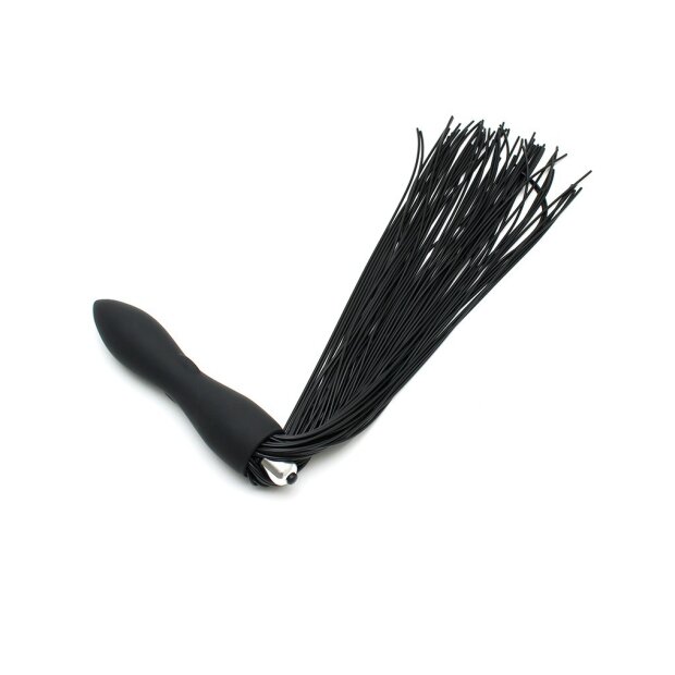Rimba Latex Play - Whip with Vibrating Dildo - Black