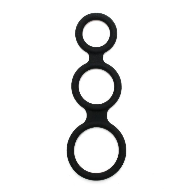 Rimba Latex Play - Triple Cock Ring - Black