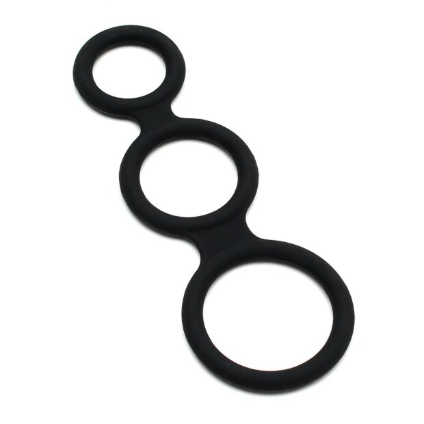 Rimba Latex Play - Triple Cock Ring - Black