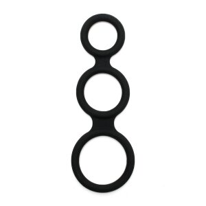 Rimba Latex Play - Triple Cock Ring - Black
