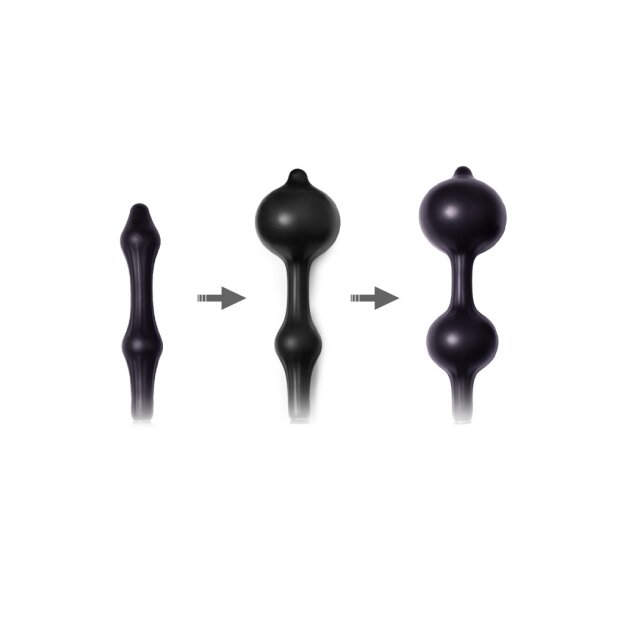 Rimba Latex Play - Inflatable Anal Plug with Double Balloon and Pump - Black