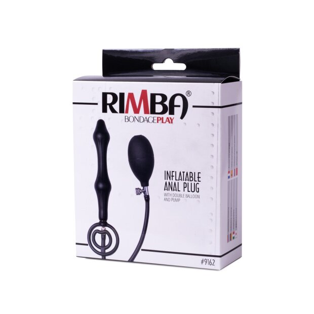 Rimba Latex Play - Inflatable Anal Plug with Double Balloon and Pump - Black