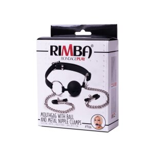 Rimba Latex Play - Mouthgag with Ball and Nipple Clamps -...