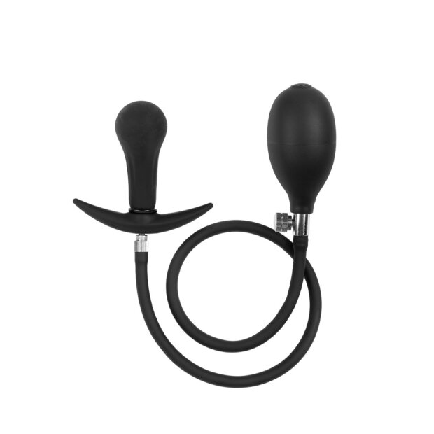Rimba Latex Play - Inflatable Anal Plug with Pump - Black