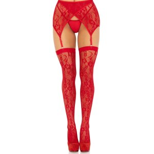 Leg Avenue Lace thigh highs &amp; garterbelt rot O/S
