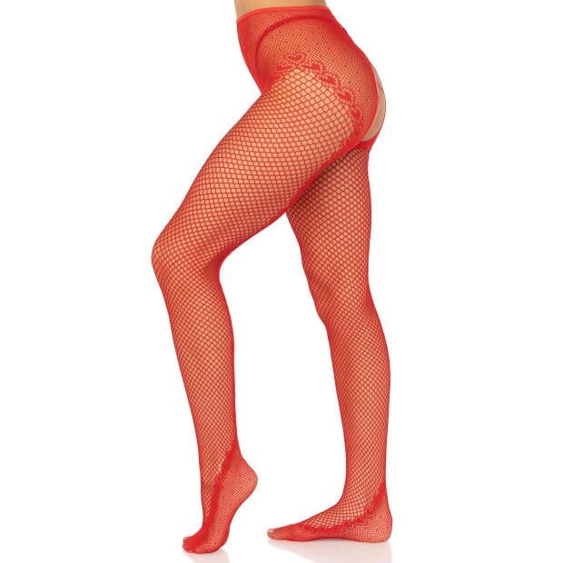Leg Avenue Crotchless backseam tights red O/S