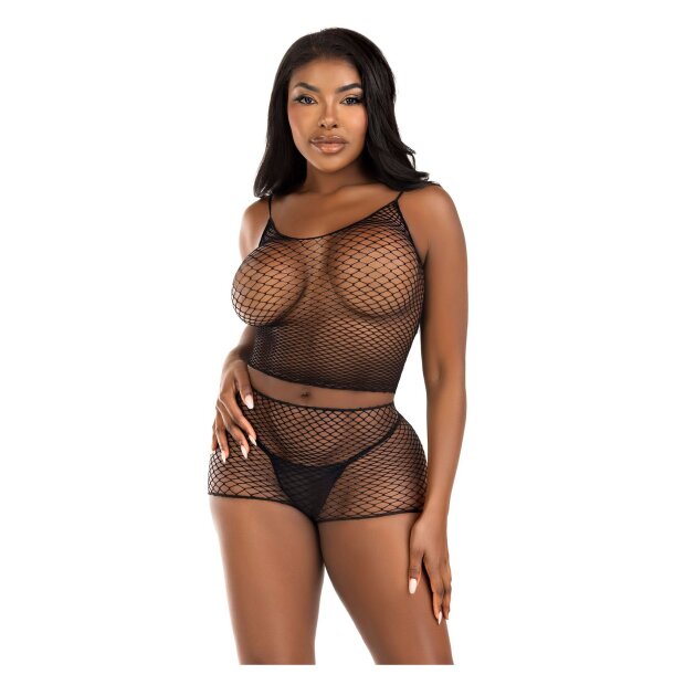 Leg Avenue Rainbow top, shrug & shorts schwarz O/S