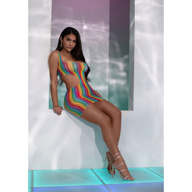 Leg Avenue Rainbow stripe mini dress O/S