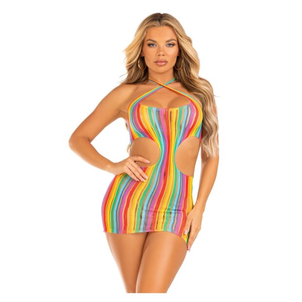 Leg Avenue Rainbow stripe mini dress O/S