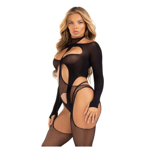 Leg Avenue Bodystocking avec découpe teddy noir O/S