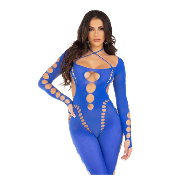Leg Avenue Seamless footless bodystocking blau O/S