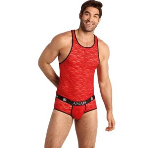 ANAIS Men Brave Top avec imprimé dentelle rouge S