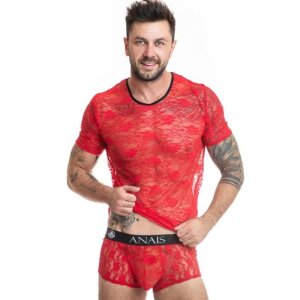 ANAIS Men Brave T-shirt imprimé dentelle rouge S