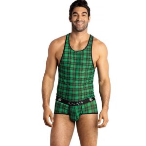 ANAIS Men Magic Top with check pattern green, black S