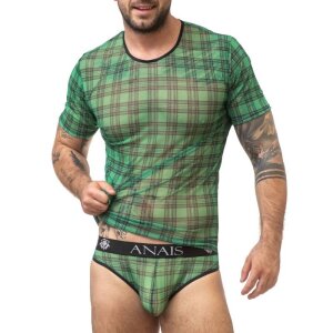 ANAIS Men Magic T-shirt with check pattern green, black S