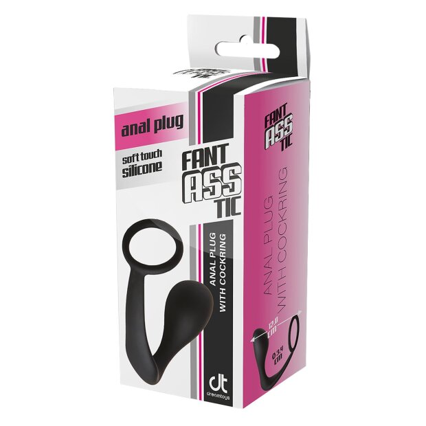 Dream Toys Fantasstic Analplug mit Penisring schwarz 3,5 cm