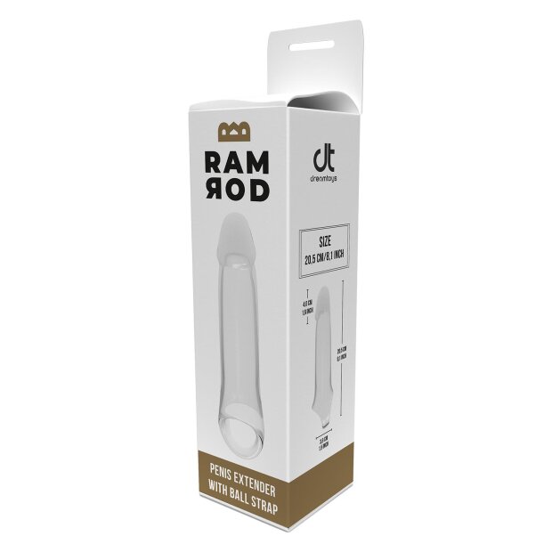 Dream Toys Ramrod Penishülle mit Hodenring transparent 20,5 cm