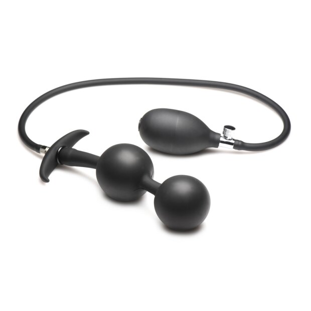 XR Brands Ass Rattler - Plug anal en silicone gonflable et lesté - Noir