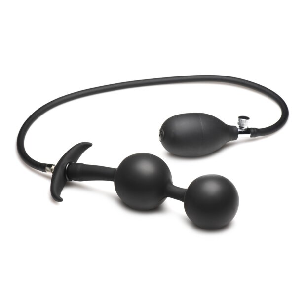 XR Brands Ass Rattler - Plug anal en silicone gonflable et lesté - Noir