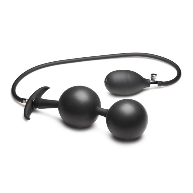 XR Brands Ass Rattler - Plug anal en silicone gonflable et lesté - Noir