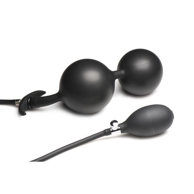XR Brands Ass Rattler - Plug anal en silicone gonflable et lesté - Noir