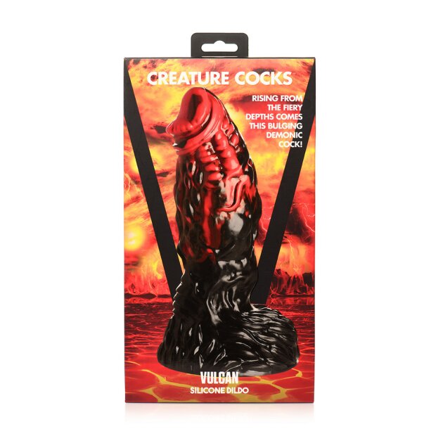 XR Brands Vulcan - Silikon Dildo - Schwarz/Rot