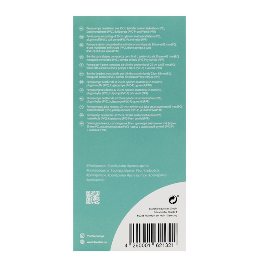 ersatzteile penispumpe Fröhle PP022 Anatomische Penispumpe XXL, glasklar, 81,95 €