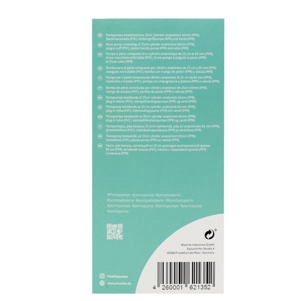 Fröhle PP025 Anatomical penis pump XXL Professional, transparent